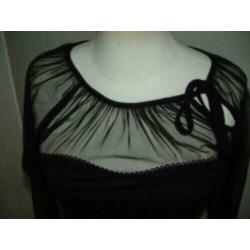 Zwarte Denny Rose top maat M maat 38 met tule mouwen