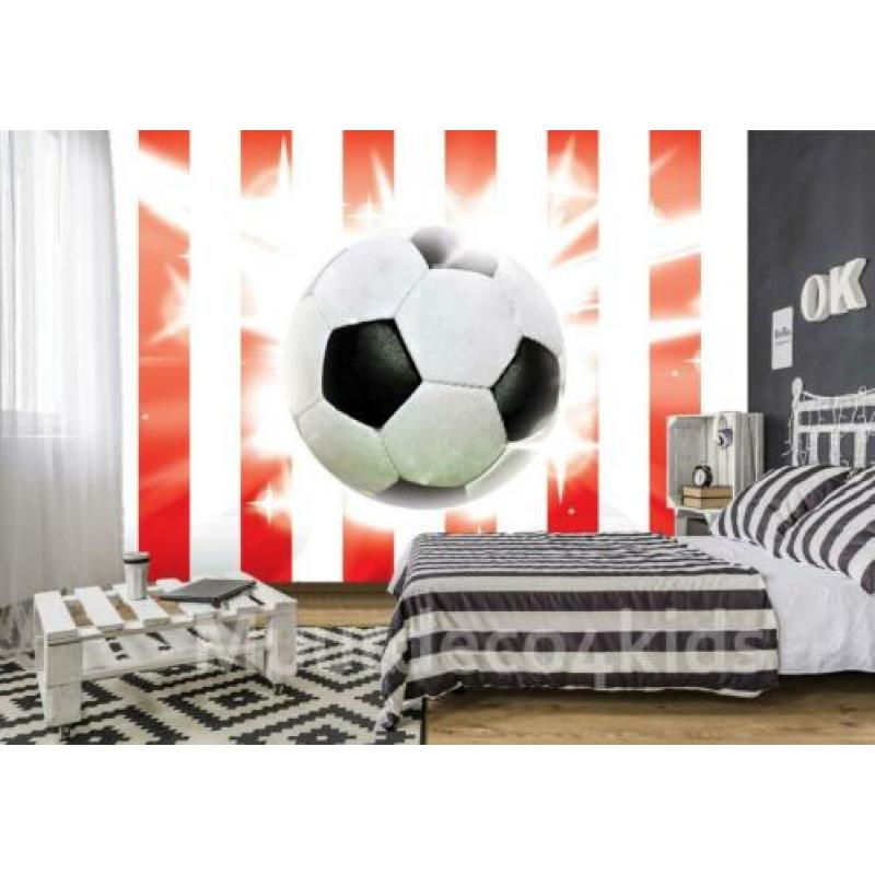 Voetbal behang Blauw Wit, Voetbalkamer, *Muurdeco4kids