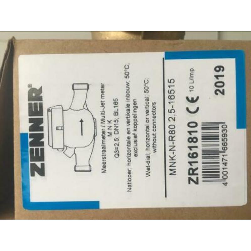 Watermeter zenner 16515, 2,5 10l , nieuw in doos