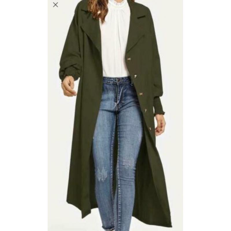 Groene lange jas
