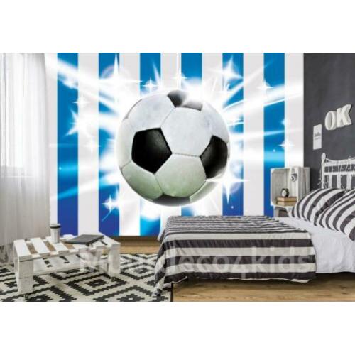 Voetbal behang Blauw Wit, Voetbalkamer, *Muurdeco4kids