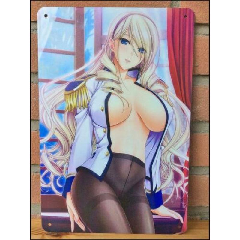 Sexy Anime Girl - Metalen Wandbord Poster Otaku hentai