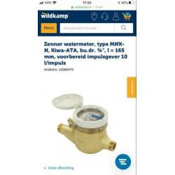 Watermeter zenner 16515, 2,5 10l , nieuw in doos