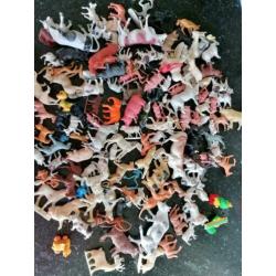 Boerderijdieren groot, paard, hond, geit, ezel, kip, konijn,