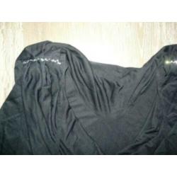 Nette zwarte feestelijke vintage retro jurk cape kraag L 42