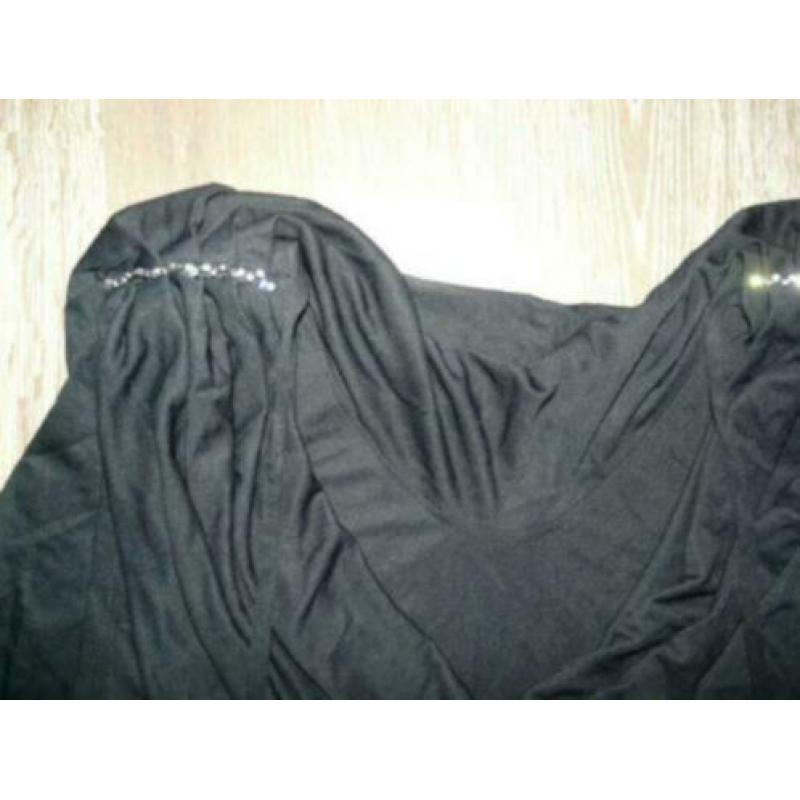Nette zwarte feestelijke vintage retro jurk cape kraag L 42