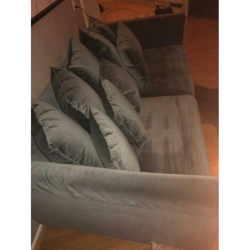 Grijze velours bankstel nieuw