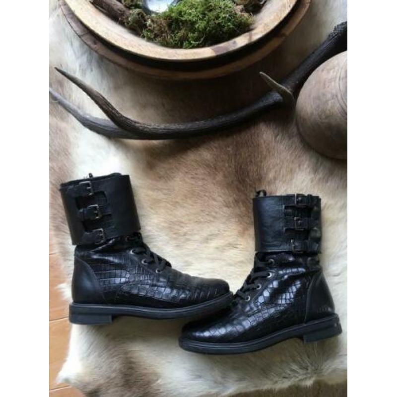 Nubikk lace up boots/laarsjes maat 39 croco