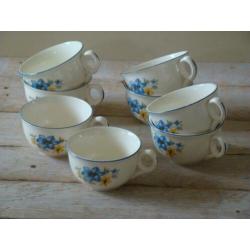 Servies, Société Ceramique, model Turk, blauw-geel bloemetje