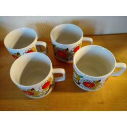 4 vrolijke frisse mokken retro bekers bloem Tocnana