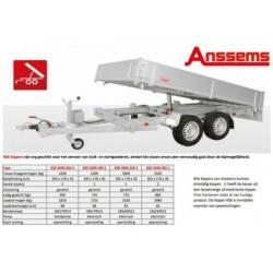Anssems KSX Kipper Kiep aanhanger NIEUW. ACTIEPRIJZEN