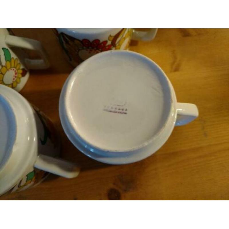 4 vrolijke frisse mokken retro bekers bloem Tocnana