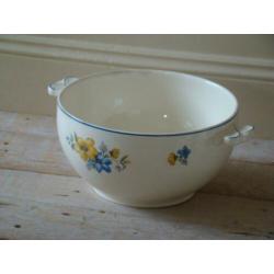 Servies, Société Ceramique, model Turk, blauw-geel bloemetje