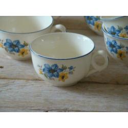 Servies, Société Ceramique, model Turk, blauw-geel bloemetje
