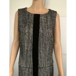 D992 Blacky Dress maat 38=M jurk jurkje zwart/wit/grijs