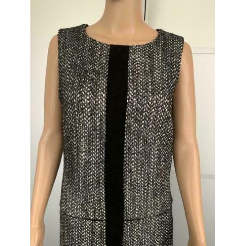 D992 Blacky Dress maat 38=M jurk jurkje zwart/wit/grijs