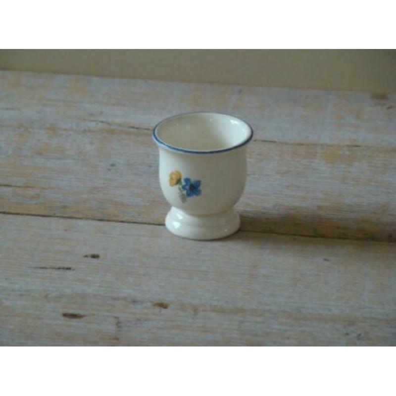 Servies, Société Ceramique, model Turk, blauw-geel bloemetje