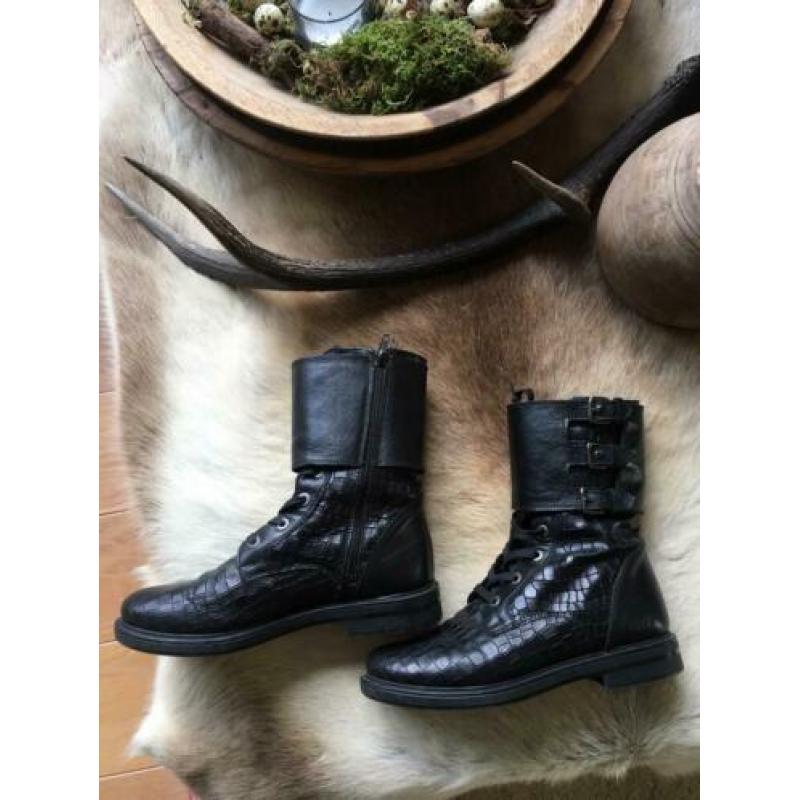 Nubikk lace up boots/laarsjes maat 39 croco