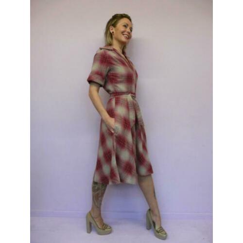 *Abfab Vintage Wollen Geruite Jurk 42*