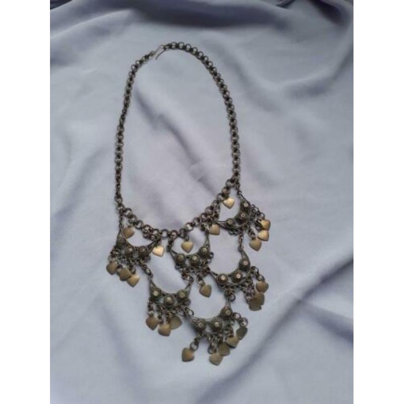 Vintage 1960 antieke Perzisch ketting Hart brons
