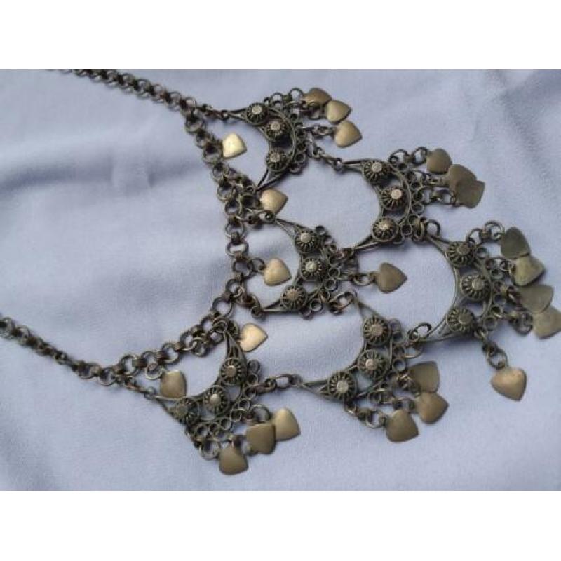 Vintage 1960 antieke Perzisch ketting Hart brons