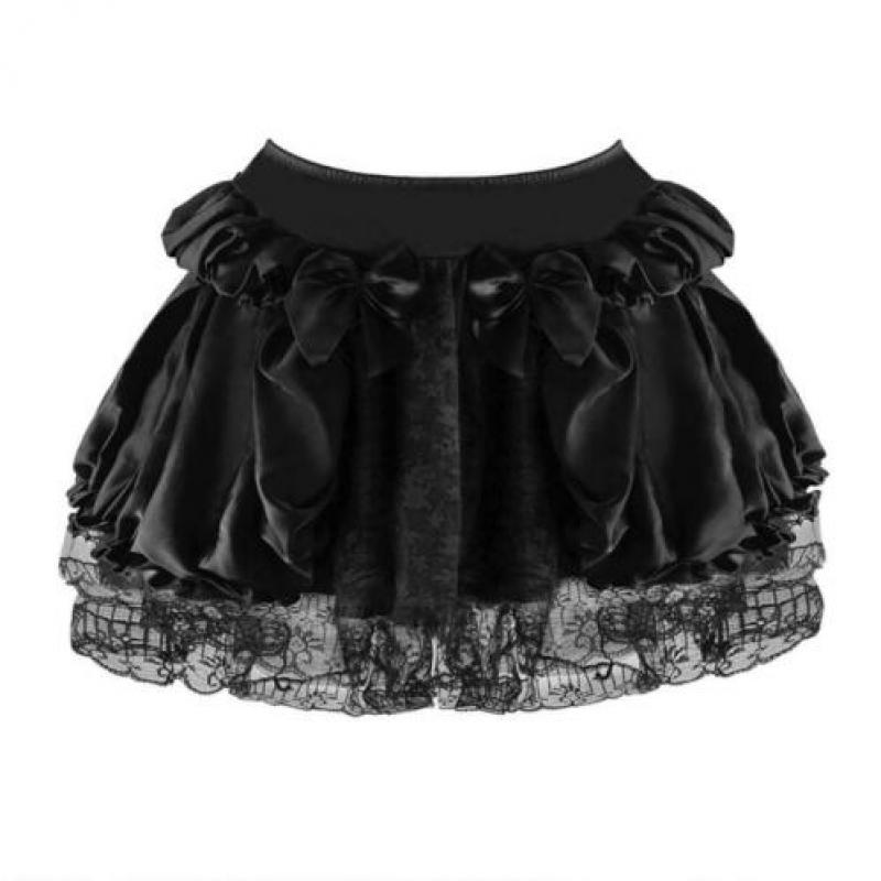 ZWARTE KORTE PETTICOAT MET STRIKJES, burlesque burlesk tutu