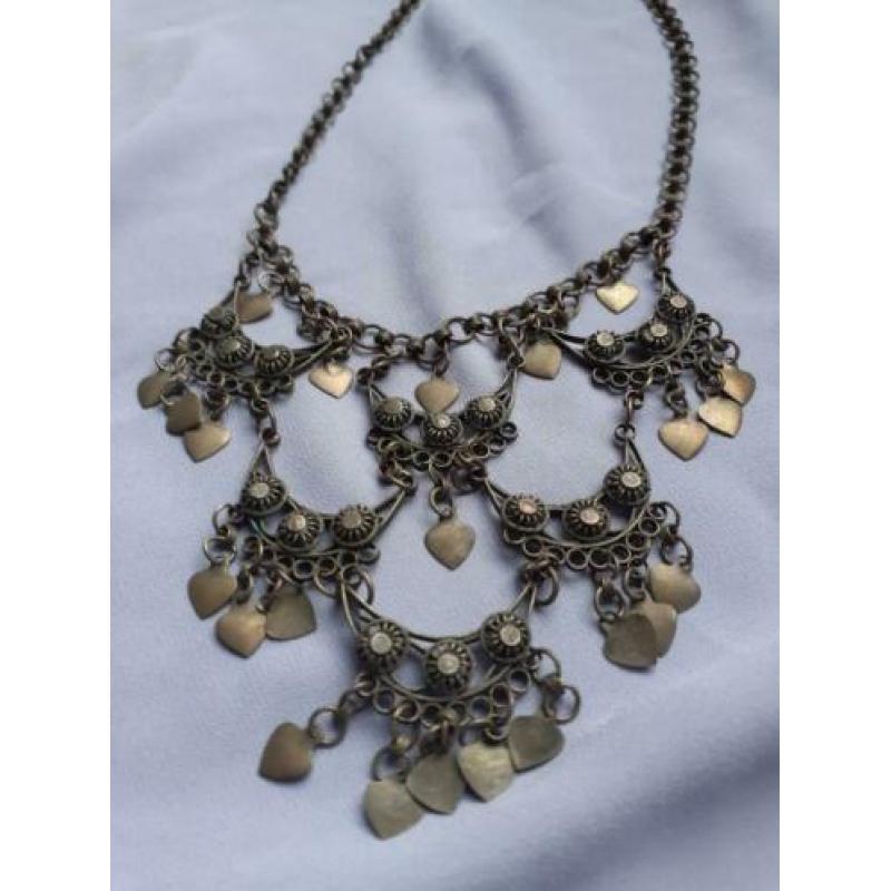 Vintage 1960 antieke Perzisch ketting Hart brons