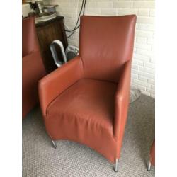 3x cognac eetkamerstoelen /fauteuils van Bert Plantagie