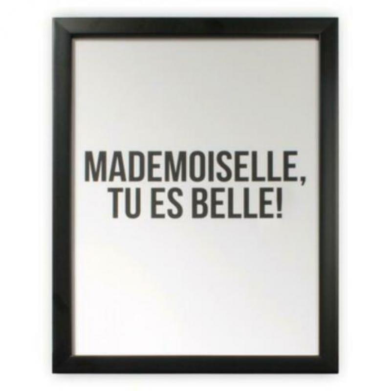 Graham & Brown - Franse teksten in lijst zwart/wit - 30x40cm