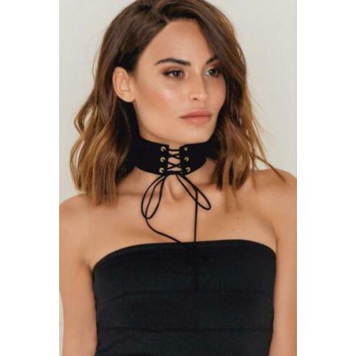 Nieuwe Suedette Lacing Choker van Nakd