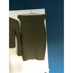 Nikkie: set van top en rok mosgroen (38)