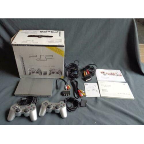 PLAYSTATION 2 SCPH-77004 SLIM silver console spelcomputer +