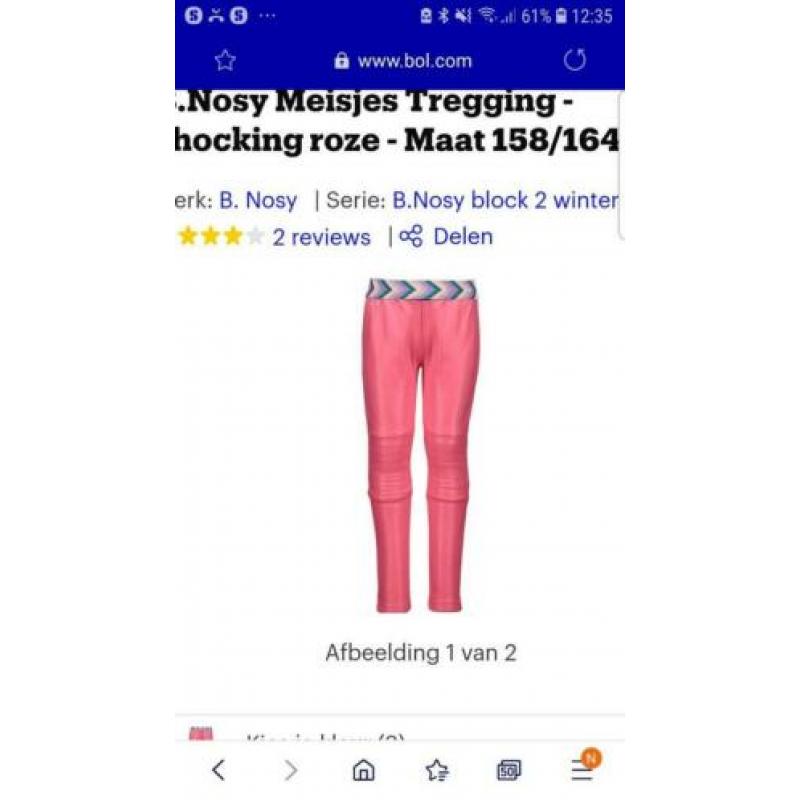 B nosy legging nieuw met kaartjes shocking pink neon 158/164