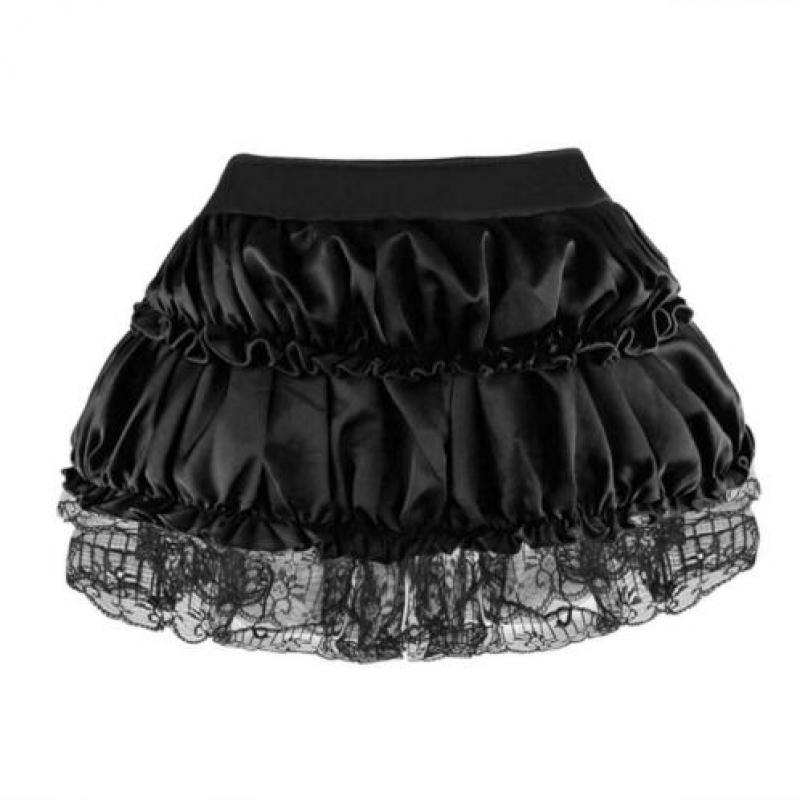 ZWARTE KORTE PETTICOAT MET STRIKJES, burlesque burlesk tutu