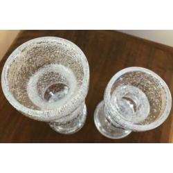2 vintage glazen kandelaars Scandinavisch design