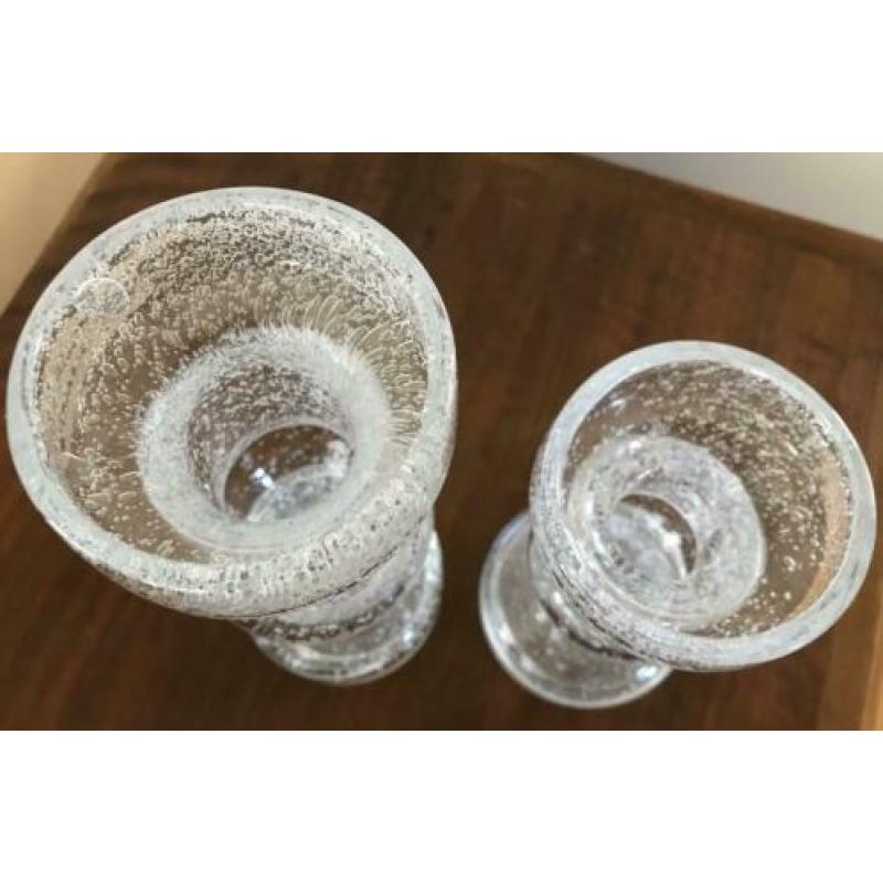 2 vintage glazen kandelaars Scandinavisch design
