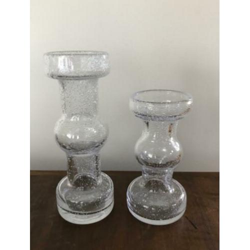 2 vintage glazen kandelaars Scandinavisch design