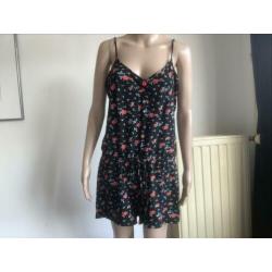 King Louie korte jumpsuit met roosjes,als nieuw maat L-40