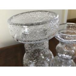 2 vintage glazen kandelaars Scandinavisch design