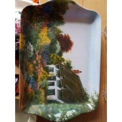 6 Borrelglaasjes met klein bijpassend dien blaadje 14 x 20