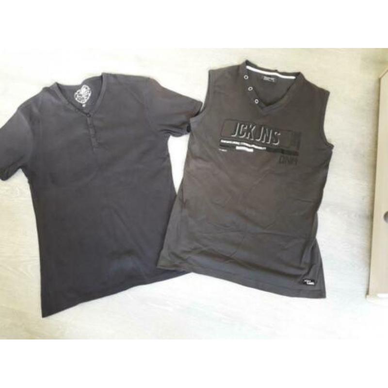 2 mooie grijze shirts GARCIA en JACK&JONES mt M