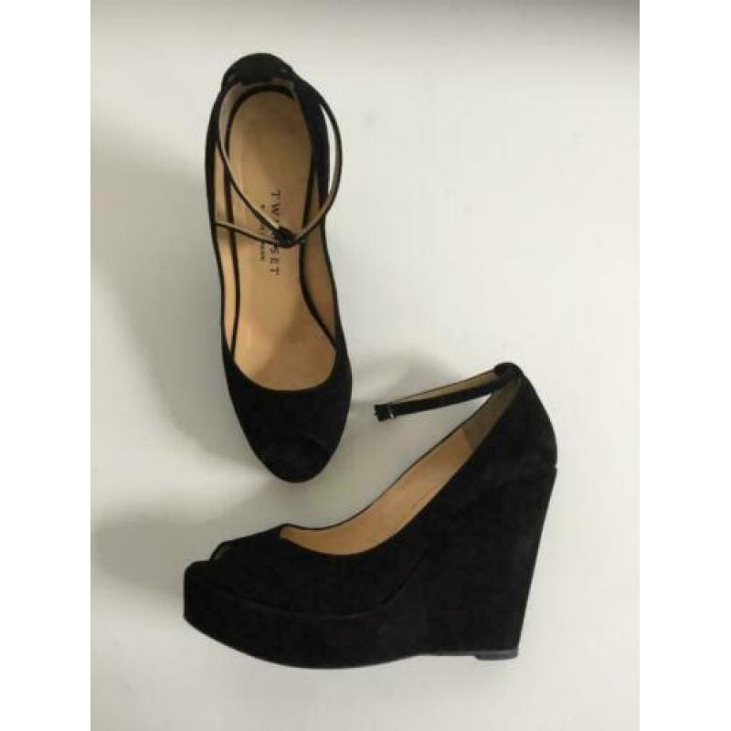 D801 TWIN-SET maat 40 slee-hak schoenen pumps zwart