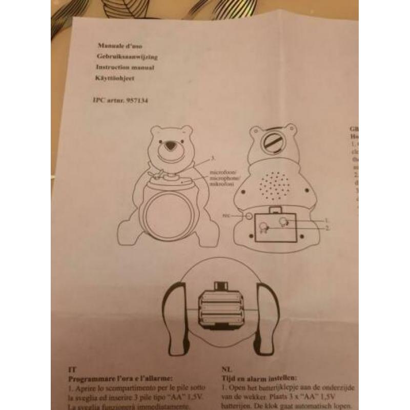 Winnie the Pooh wekker met muziek , licht en opname functie