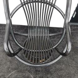 2 Vintage retro Manou rotan draaistoelen en salontafel zwart