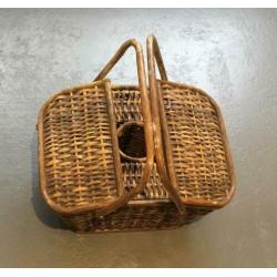 Vintage rotan picknickmand rieten picknickmand