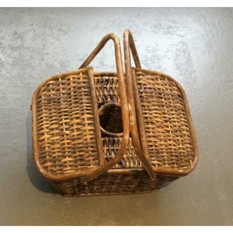 Vintage rotan picknickmand rieten picknickmand