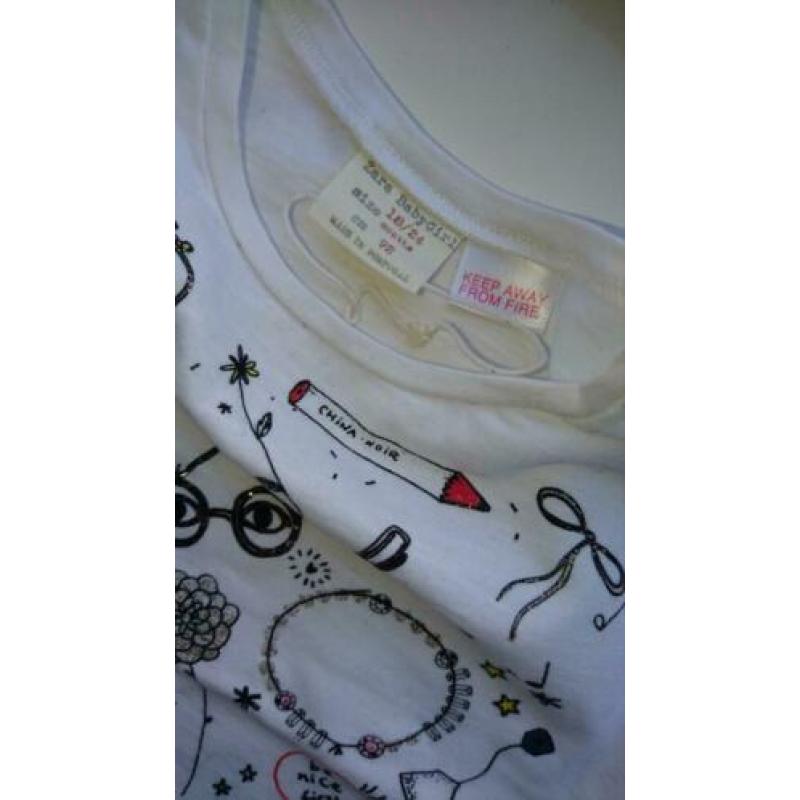 Leuk, wit shirt / longsleeve van Zara, maat 92 (86)