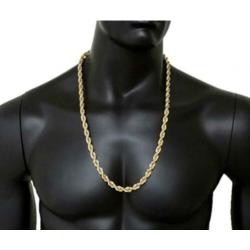 18K goud verguld touwketting lengte 70 cm