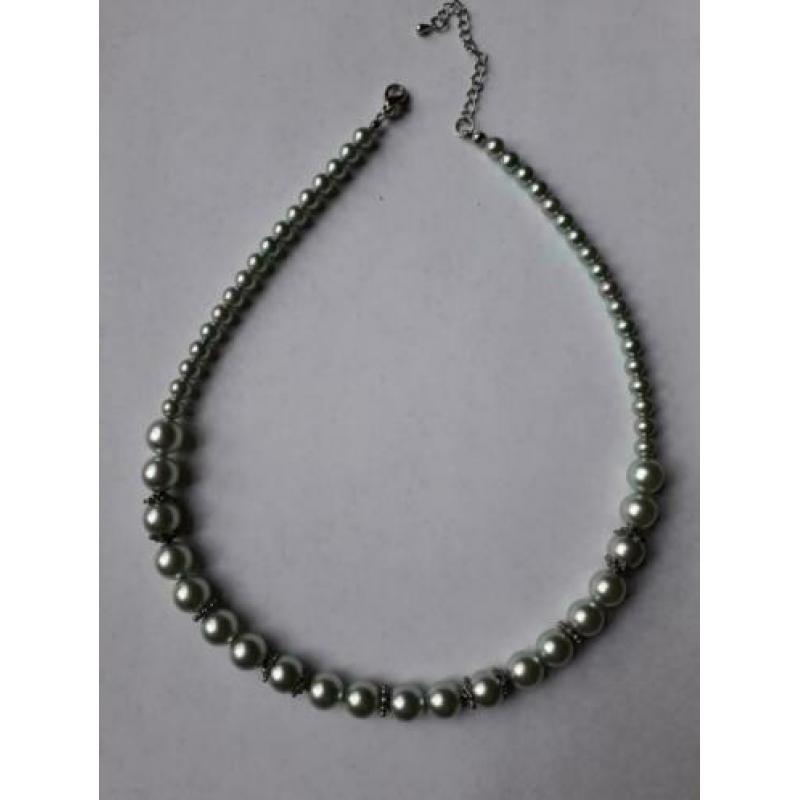 Handgemaakte ketting in zeegroen met halfedelstenen armband