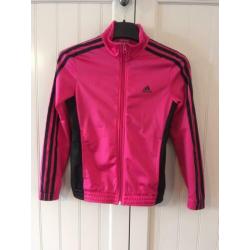 Adidas trainingsjasje mt 152 roze zwart